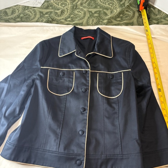 Elegant Alain Manoukian Skirtsuit - black with white trim - Size 44 - Picture 2 of 16